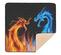 xigua Baby Play Mat - 127 X 127 cm Foldable Waterproof Baby Play Mats for Floor, Fiery Azure Dragon Soft Foam Crawling Mat for Babies and Toddlers Infants, Machine Washable