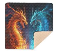 xigua Baby Play Mat - 127 X 127 cm Foldable Waterproof Baby Play Mats for Floor, Fire and Ice Dragons Soft Foam Crawling Mat for Babies and Toddlers Infants, Machine Washable