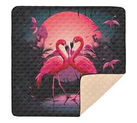 xigua Baby Play Mat - 127 X 127 cm Foldable Waterproof Baby Play Mats for Floor, Flamingo at Sunset Soft Foam Crawling Mat for Babies and Toddlers Infants, Machine Washable