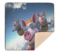 xigua Baby Play Mat - 127 X 127 cm Foldable Waterproof Baby Play Mats for Floor, Flying Pig Soft Foam Crawling Mat for Babies and Toddlers Infants, Machine Washable