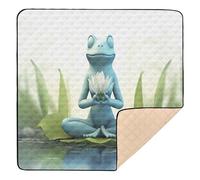 xigua Baby Play Mat - 127 X 127 cm Foldable Waterproof Baby Play Mats for Floor, Frog at Meditation Soft Foam Crawling Mat for Babies and Toddlers Infants, Machine Washable