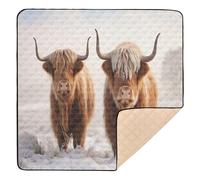 xigua Baby Play Mat - 127 X 127 cm Foldable Waterproof Baby Play Mats for Floor, Highland Cattle Soft Foam Crawling Mat for Babies and Toddlers Infants, Machine Washable