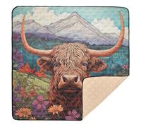 xigua Baby Play Mat - 127 X 127 cm Foldable Waterproof Baby Play Mats for Floor, Highland Cow Soft Foam Crawling Mat for Babies and Toddlers Infants, Machine Washable