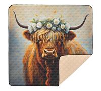 xigua Baby Play Mat - 127 X 127 cm Foldable Waterproof Baby Play Mats for Floor, Highland Cow Soft Foam Crawling Mat for Babies and Toddlers Infants, Machine Washable