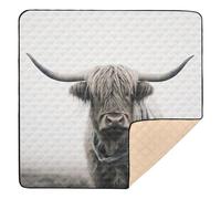 xigua Baby Play Mat - 127 X 127 cm Foldable Waterproof Baby Play Mats for Floor, Highland Cow Soft Foam Crawling Mat for Babies and Toddlers Infants, Machine Washable