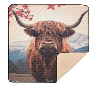 xigua Baby Play Mat - 127 X 127 cm Foldable Waterproof Baby Play Mats for Floor, Highland Cow Soft Foam Crawling Mat for Babies and Toddlers Infants, Machine Washable