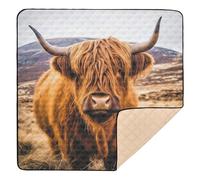 xigua Baby Play Mat - 127 X 127 cm Foldable Waterproof Baby Play Mats for Floor, Highland Cow Soft Foam Crawling Mat for Babies and Toddlers Infants, Machine Washable
