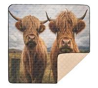 xigua Baby Play Mat - 127 X 127 cm Foldable Waterproof Baby Play Mats for Floor, Highland Cow Soft Foam Crawling Mat for Babies and Toddlers Infants, Machine Washable