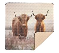 xigua Baby Play Mat - 127 X 127 cm Foldable Waterproof Baby Play Mats for Floor, Highland Cow Soft Foam Crawling Mat for Babies and Toddlers Infants, Machine Washable