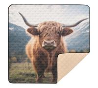 xigua Baby Play Mat - 127 X 127 cm Foldable Waterproof Baby Play Mats for Floor, Highland Cow Soft Foam Crawling Mat for Babies and Toddlers Infants, Machine Washable
