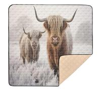 xigua Baby Play Mat - 127 X 127 cm Foldable Waterproof Baby Play Mats for Floor, Highland Cow Soft Foam Crawling Mat for Babies and Toddlers Infants, Machine Washable