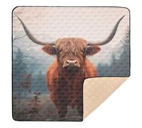 xigua Baby Play Mat - 127 X 127 cm Foldable Waterproof Baby Play Mats for Floor, Highland Cow Soft Foam Crawling Mat for Babies and Toddlers Infants, Machine Washable