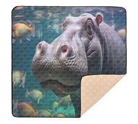 xigua Baby Play Mat - 127 X 127 cm Foldable Waterproof Baby Play Mats for Floor, Hippo Soft Foam Crawling Mat for Babies and Toddlers Infants, Machine Washable