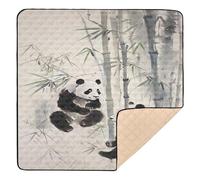 xigua Baby Play Mat - 127 X 127 cm Foldable Waterproof Baby Play Mats for Floor, Ink Pandas Soft Foam Crawling Mat for Babies and Toddlers Infants, Machine Washable