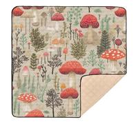xigua Baby Play Mat - 127 X 127 cm Foldable Waterproof Baby Play Mats for Floor, Jungle Mushrooms Soft Foam Crawling Mat for Babies and Toddlers Infants, Machine Washable