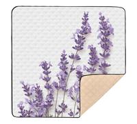 xigua Baby Play Mat - 127 X 127 cm Foldable Waterproof Baby Play Mats for Floor, Lavender Flowers Violet Soft Foam Crawling Mat for Babies and Toddlers Infants, Machine Washable