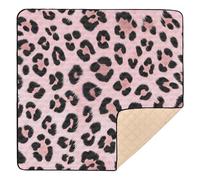 xigua Baby Play Mat - 127 x 127 cm Foldable Waterproof Baby Play Mats for Floor, Leopard Pink Soft Foam Crawling Mat for Babies and Toddlers Infants, Machine Washable