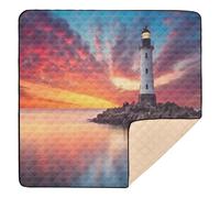 xigua Baby Play Mat - 127 X 127 cm Foldable Waterproof Baby Play Mats for Floor, Lighthouse in The Ocean Soft Foam Crawling Mat for Babies and Toddlers Infants, Machine Washable