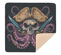 xigua Baby Play Mat - 127 X 127 cm Foldable Waterproof Baby Play Mats for Floor, Octopus Skull Pirate Soft Foam Crawling Mat for Babies and Toddlers Infants, Machine Washable