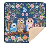 xigua Baby Play Mat - 127 X 127 cm Foldable Waterproof Baby Play Mats for Floor, Owls Sitting on Branch Soft Foam Crawling Mat for Babies and Toddlers Infants, Machine Washable