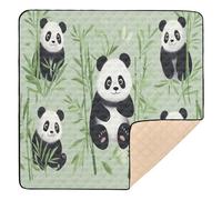 xigua Baby Play Mat - 127 X 127 cm Foldable Waterproof Baby Play Mats for Floor, Panda Bears Green Soft Foam Crawling Mat for Babies and Toddlers Infants, Machine Washable