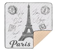 xigua Baby Play Mat - 127 x 127 cm Foldable Waterproof Baby Play Mats for Floor, Paris Eiffel Tower Soft Foam Crawling Mat for Babies and Toddlers Infants, Machine Washable