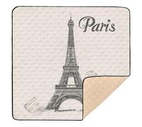 xigua Baby Play Mat - 127 x 127 cm Foldable Waterproof Baby Play Mats for Floor, Paris Eiffel Tower Soft Foam Crawling Mat for Babies and Toddlers Infants, Machine Washable