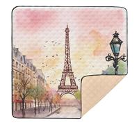xigua Baby Play Mat - 127 X 127 cm Foldable Waterproof Baby Play Mats for Floor, Paris Tower Painting Soft Foam Crawling Mat for Babies and Toddlers Infants, Machine Washable