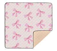 xigua Baby Play Mat - 127 x 127 cm Foldable Waterproof Baby Play Mats for Floor, Pink Bow Soft Foam Crawling Mat for Babies and Toddlers Infants, Machine Washable