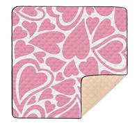 xigua Baby Play Mat - 127 X 127 cm Foldable Waterproof Baby Play Mats for Floor, Pink Heart Printing Soft Foam Crawling Mat for Babies and Toddlers Infants, Machine Washable