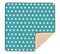 xigua Baby Play Mat - 127 X 127 cm Foldable Waterproof Baby Play Mats for Floor, Polka Dots Aqua White Soft Foam Crawling Mat for Babies and Toddlers Infants, Machine Washable