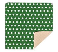xigua Baby Play Mat - 127 X 127 cm Foldable Waterproof Baby Play Mats for Floor, Polka Dots Green White Soft Foam Crawling Mat for Babies and Toddlers Infants, Machine Washable