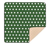 xigua Baby Play Mat - 127 X 127 cm Foldable Waterproof Baby Play Mats for Floor, Polka Dots Hunter Green White Soft Foam Crawling Mat for Babies and Toddlers Infants, Machine Washable