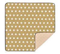xigua Baby Play Mat - 127 X 127 cm Foldable Waterproof Baby Play Mats for Floor, Polka Dots Khaki White Soft Foam Crawling Mat for Babies and Toddlers Infants, Machine Washable