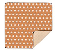 xigua Baby Play Mat - 127 X 127 cm Foldable Waterproof Baby Play Mats for Floor, Polka Dots Orange White Soft Foam Crawling Mat for Babies and Toddlers Infants, Machine Washable