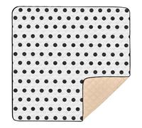 xigua Baby Play Mat - 127 X 127 cm Foldable Waterproof Baby Play Mats for Floor, Polka Dots White Black Soft Foam Crawling Mat for Babies and Toddlers Infants, Machine Washable