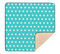 xigua Baby Play Mat - 127 X 127 cm Foldable Waterproof Baby Play Mats for Floor, Polka Dots White Blue Soft Foam Crawling Mat for Babies and Toddlers Infants, Machine Washable
