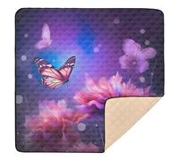 xigua Baby Play Mat - 127 X 127 cm Foldable Waterproof Baby Play Mats for Floor, Purple Butterfly Flowers Soft Foam Crawling Mat for Babies and Toddlers Infants, Machine Washable
