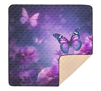 xigua Baby Play Mat - 127 X 127 cm Foldable Waterproof Baby Play Mats for Floor, Purple Butterfly Soft Foam Crawling Mat for Babies and Toddlers Infants, Machine Washable