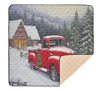 xigua Baby Play Mat - 127 X 127 cm Foldable Waterproof Baby Play Mats for Floor, Red Truck Soft Foam Crawling Mat for Babies and Toddlers Infants, Machine Washable