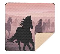 xigua Baby Play Mat - 127 X 127 cm Foldable Waterproof Baby Play Mats for Floor, Running Horse Silhouette Soft Foam Crawling Mat for Babies and Toddlers Infants, Machine Washable