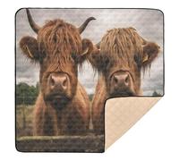 xigua Baby Play Mat - 127 X 127 cm Foldable Waterproof Baby Play Mats for Floor, Scottish Highland Cattle Cows Soft Foam Crawling Mat for Babies and Toddlers Infants, Machine Washable