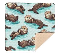 xigua Baby Play Mat - 127 x 127 cm Foldable Waterproof Baby Play Mats for Floor, Sea Otters Soft Foam Crawling Mat for Babies and Toddlers Infants, Machine Washable