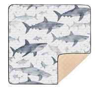 xigua Baby Play Mat - 127 x 127 cm Foldable Waterproof Baby Play Mats for Floor, Shark Soft Foam Crawling Mat for Babies and Toddlers Infants, Machine Washable
