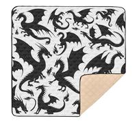 xigua Baby Play Mat - 127 x 127 cm Foldable Waterproof Baby Play Mats for Floor, Silhouette Dragon Soft Foam Crawling Mat for Babies and Toddlers Infants, Machine Washable