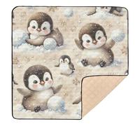 xigua Baby Play Mat - 127 x 127 cm Foldable Waterproof Baby Play Mats for Floor, Small Penguin Soft Foam Crawling Mat for Babies and Toddlers Infants, Machine Washable