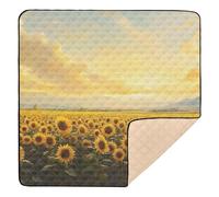 xigua Baby Play Mat - 127 x 127 cm Foldable Waterproof Baby Play Mats for Floor, Sunflower Fields Soft Foam Crawling Mat for Babies and Toddlers Infants, Machine Washable