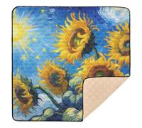 xigua Baby Play Mat - 127 x 127 cm Foldable Waterproof Baby Play Mats for Floor, Sunflowers Van Gogh Style Soft Foam Crawling Mat for Babies and Toddlers Infants, Machine Washable
