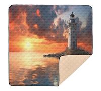 xigua Baby Play Mat - 127 X 127 cm Foldable Waterproof Baby Play Mats for Floor, Sunset Light House Soft Foam Crawling Mat for Babies and Toddlers Infants, Machine Washable