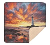 xigua Baby Play Mat - 127 X 127 cm Foldable Waterproof Baby Play Mats for Floor, Sunset Over Lighthouse Soft Foam Crawling Mat for Babies and Toddlers Infants, Machine Washable